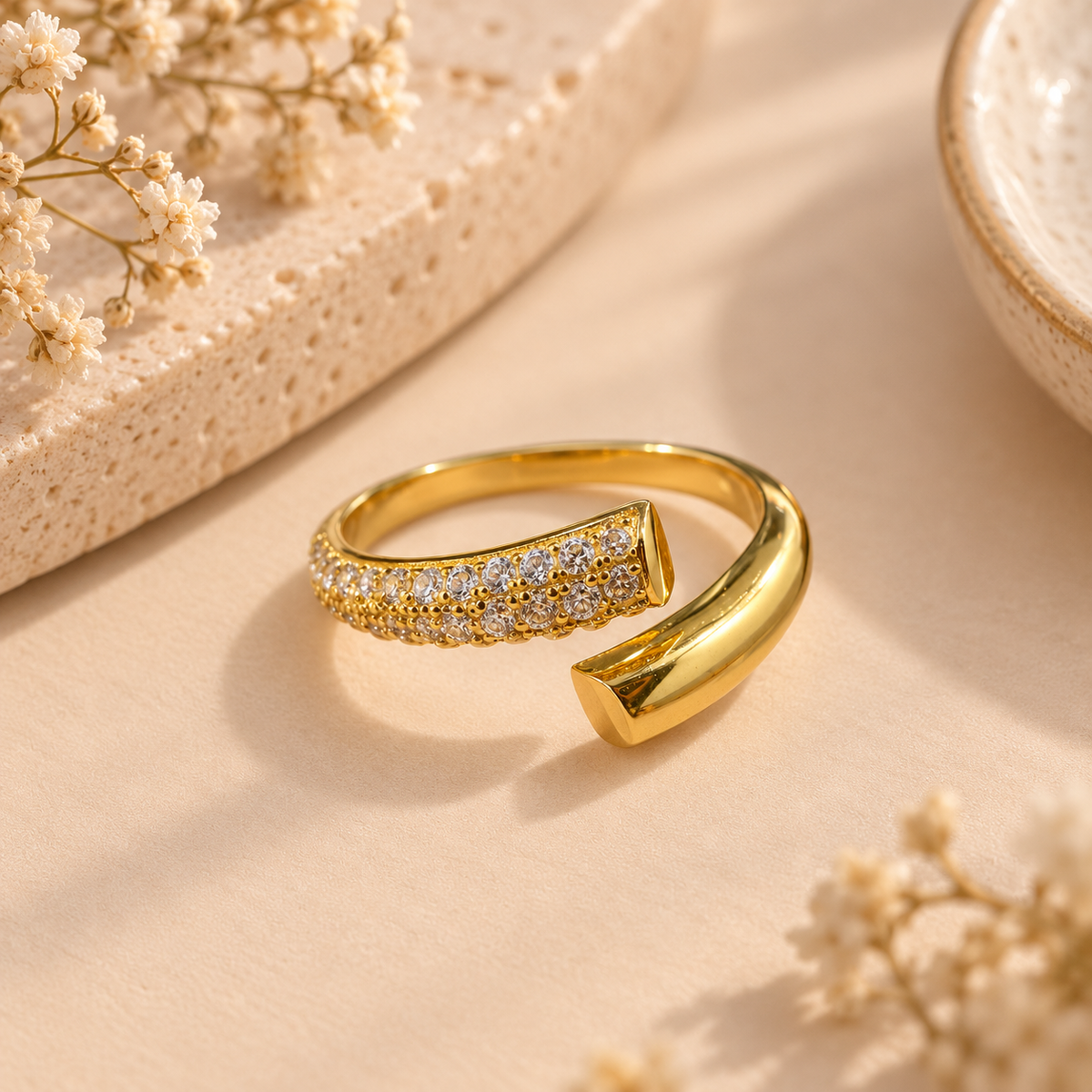 Adjustable CZ Pave Band Ring