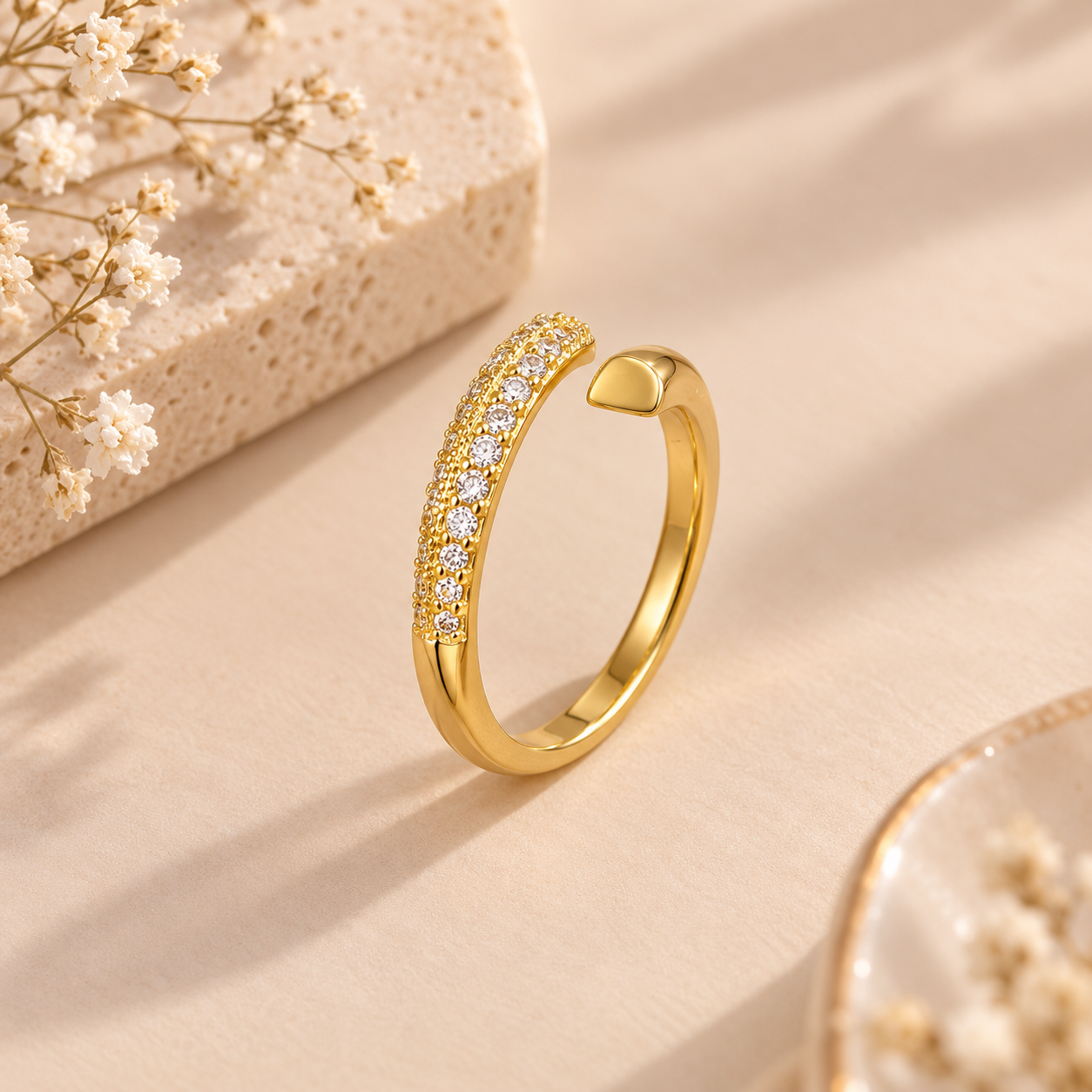 Adjustable CZ Pave Band Ring