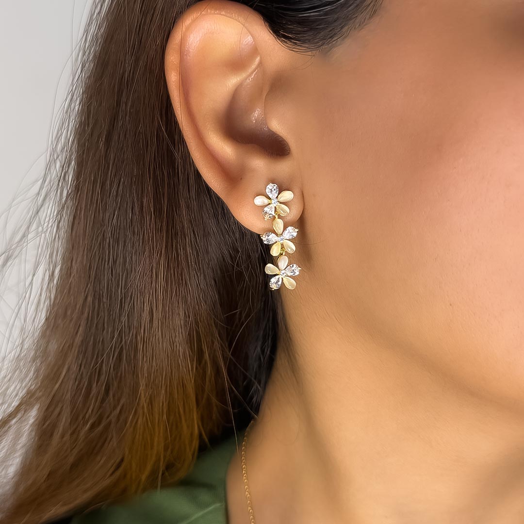 Peach Bloomfall – 925 Silver Necklace & Earring Set