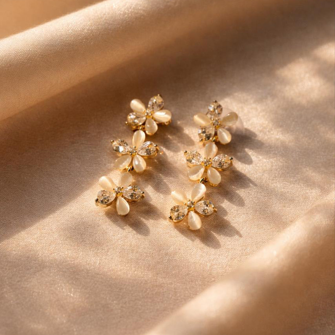 Peach Bloomfall – 925 Silver Necklace & Earring Set