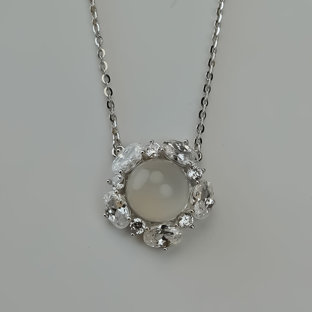Pearl Floral Zircon Necklace | 925 Silver
