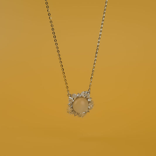 Pearl Floral Zircon Necklace | 925 Silver