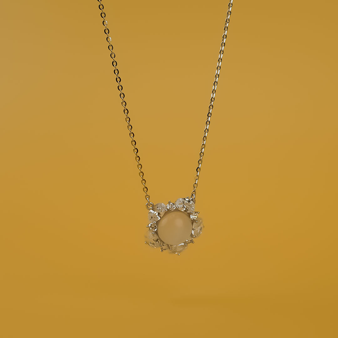 Pearl Floral Zircon Necklace | 925 Silver