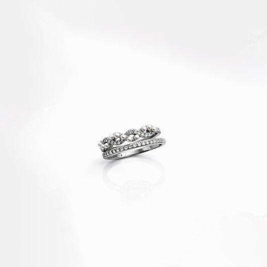 Pearl Wave Silver Ring 06