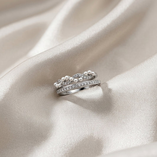 Pearl Wave Silver Ring 06