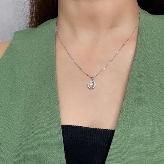 Pearl Zircons Pendant Necklace Pure 925 Silver