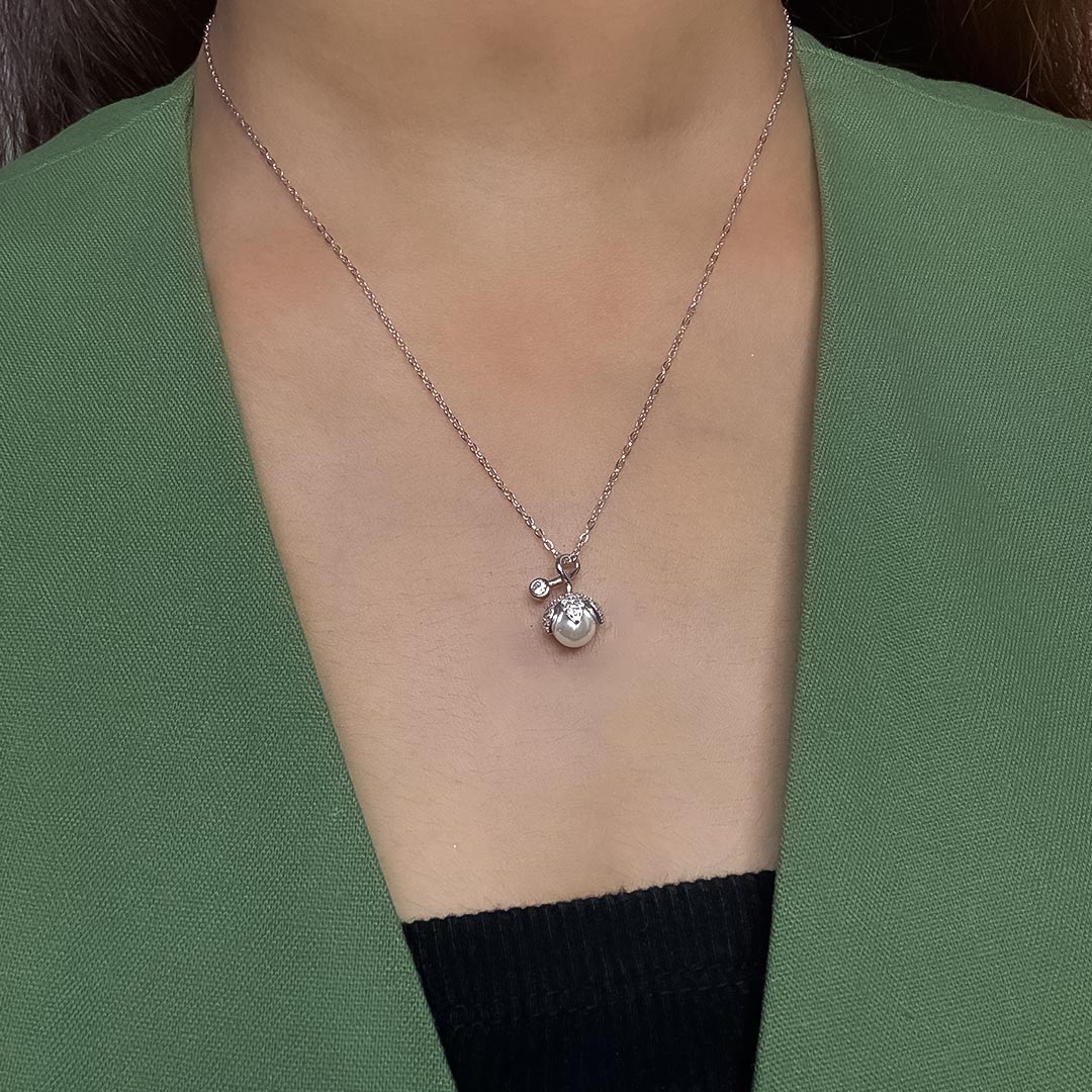 Pearl Bloom Chain Pendant Pure 925 Silver