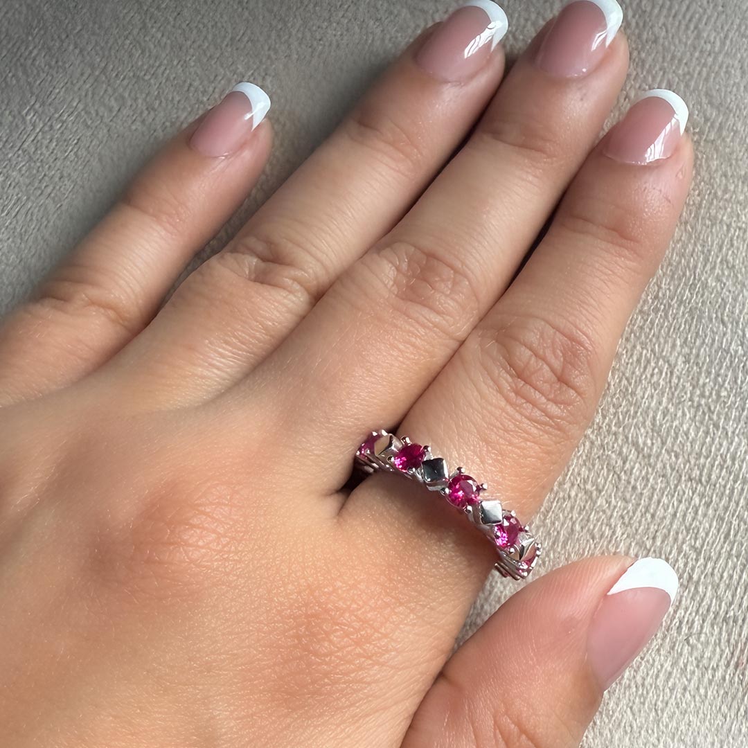 Blush Halo – 925 Silver Pink Eternity Band (Size 5)
