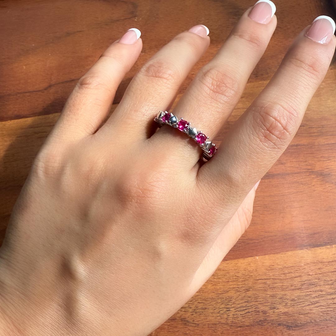 Blush Halo – 925 Silver Pink Eternity Band (Size 5)
