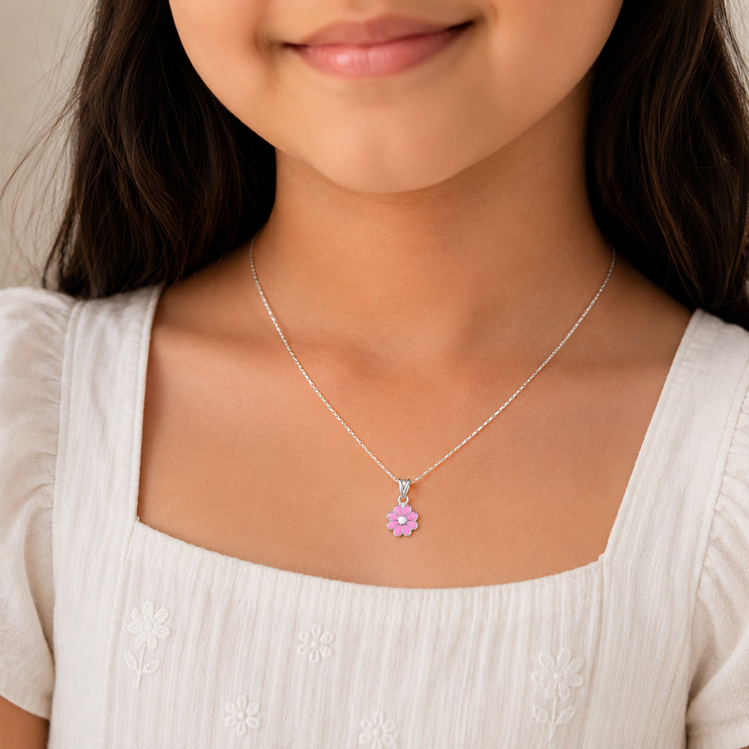 Pink Daisy Kids Necklace