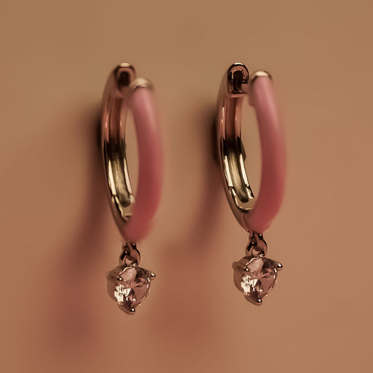 Elegant Pink Drop Hoop Earrings