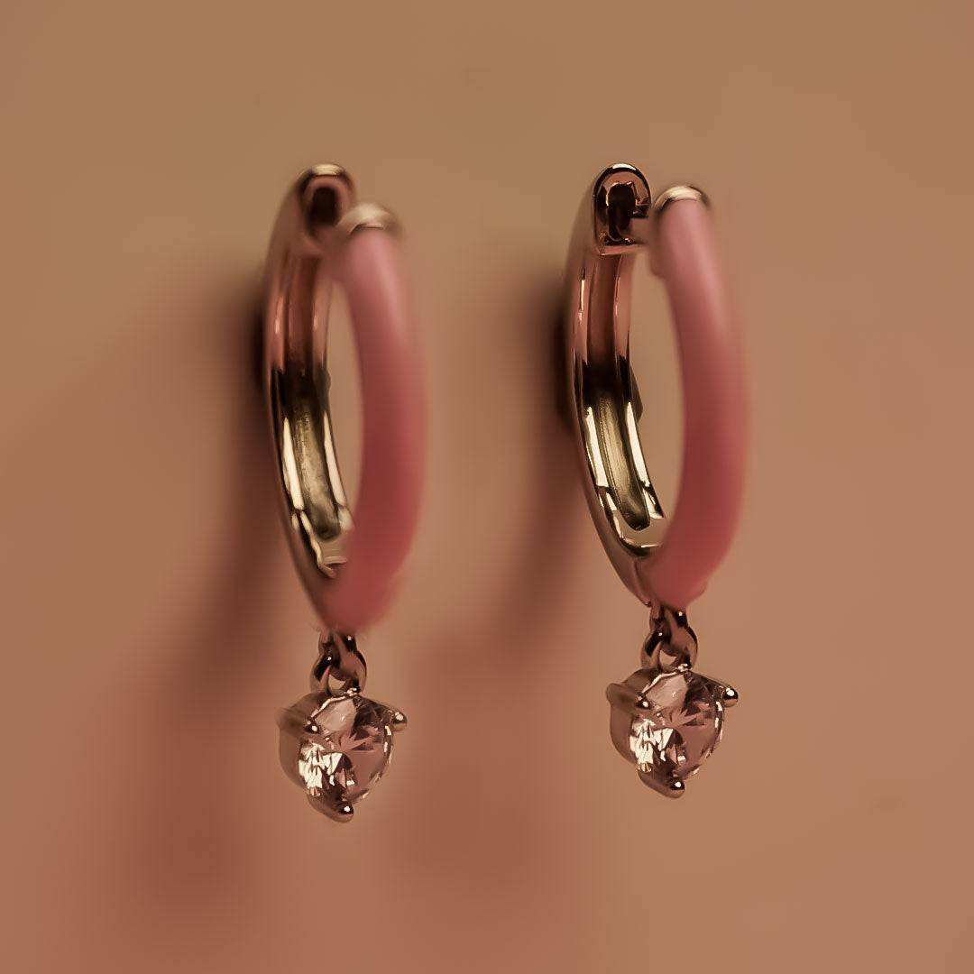 Elegant Pink Drop Hoop Earrings