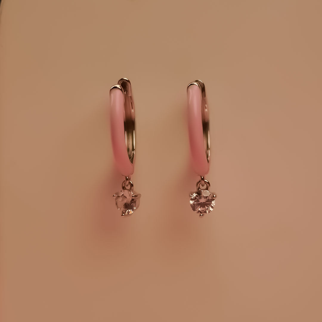 Elegant Pink Drop Hoop Earrings