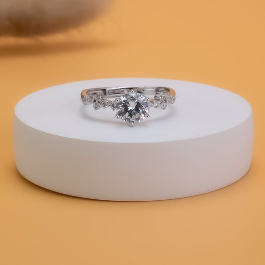 Radiant Heart Silver Proposal Ring