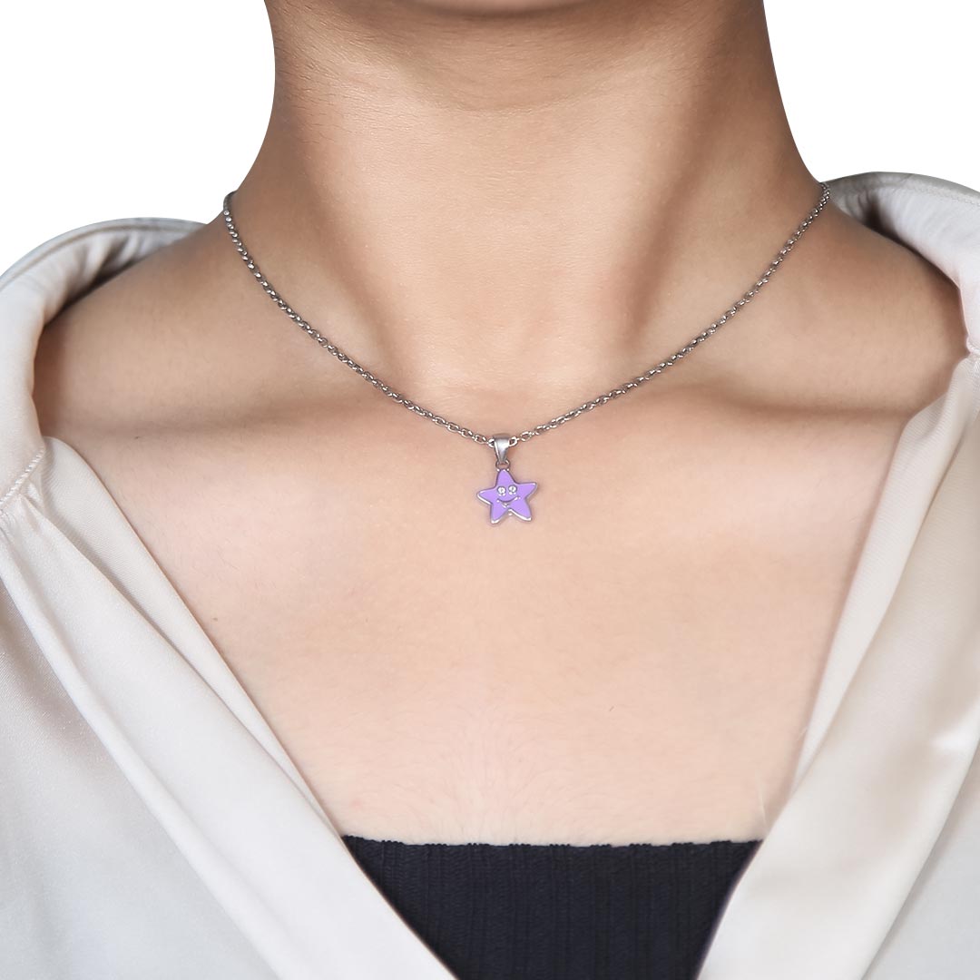 Purple Star Pendant Pure 925 Silver