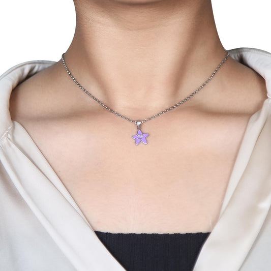 Purple Star Pendant Pure 925 Silver