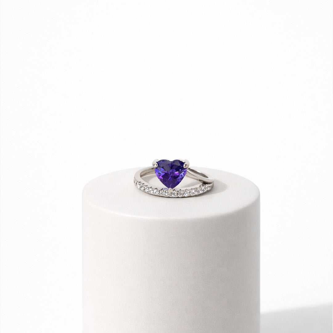 Purple Heart Silver Ring
