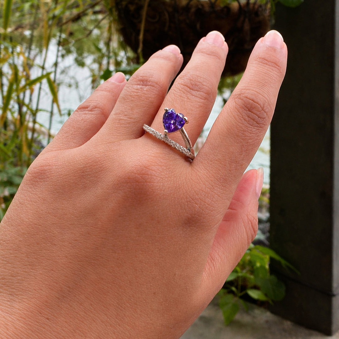 Purple Heart Silver Ring