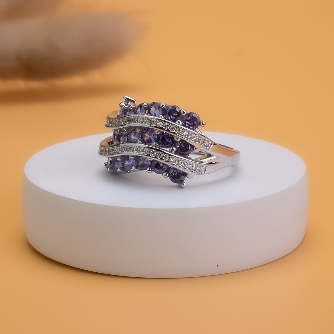 Amethyst Glow Adjustable Ring | 925 Silver