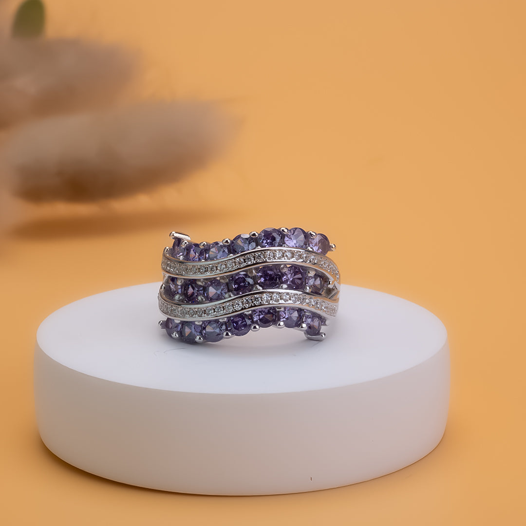 Amethyst Glow Adjustable Ring | 925 Silver