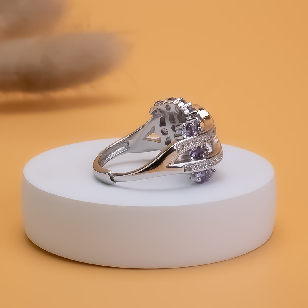 Amethyst Glow Adjustable Ring | 925 Silver