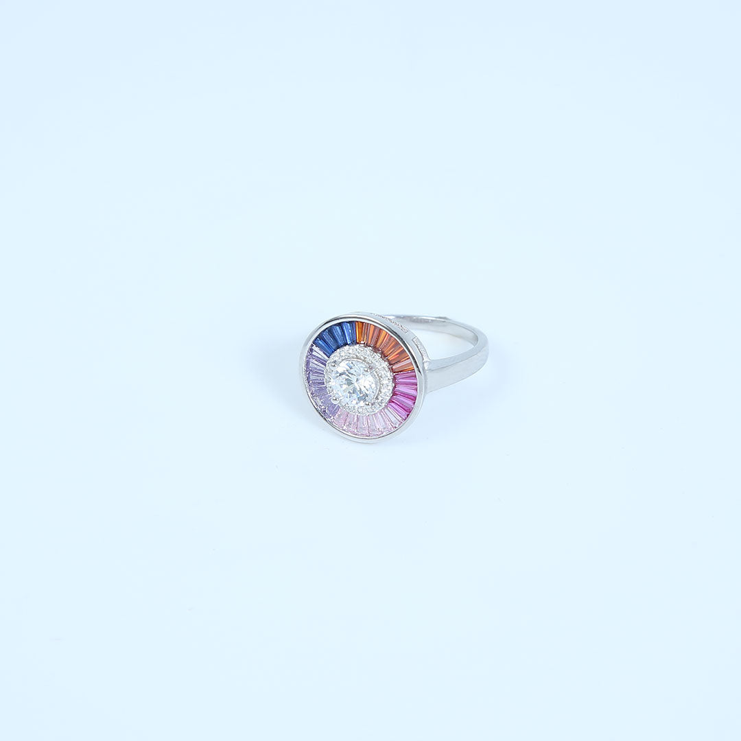 Silver Rainbow Ring Pure 925 Silver