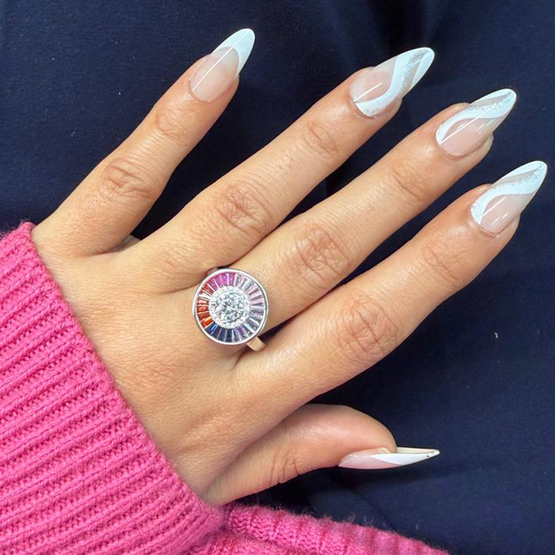 Silver Rainbow Ring Pure 925 Silver