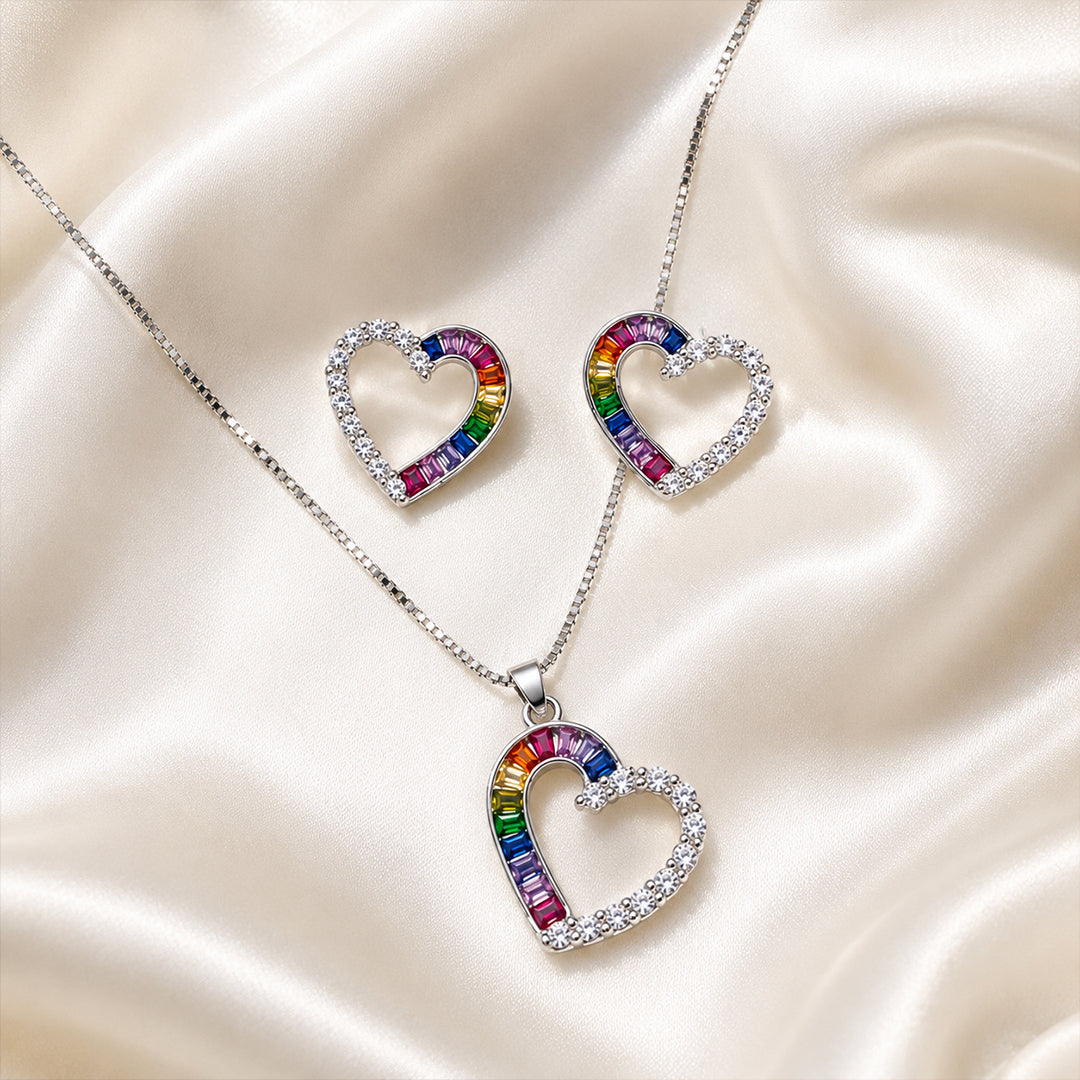 Rainbow Love Necklace Set