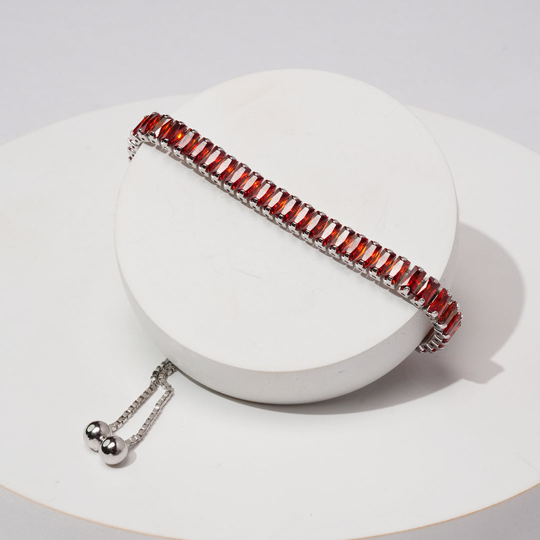 Red Aura 925 Silver Tennis Bracelet