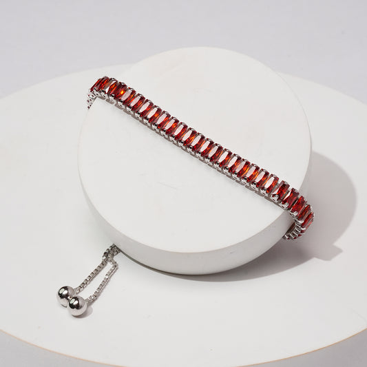 Red Aura 925 Silver Tennis Bracelet
