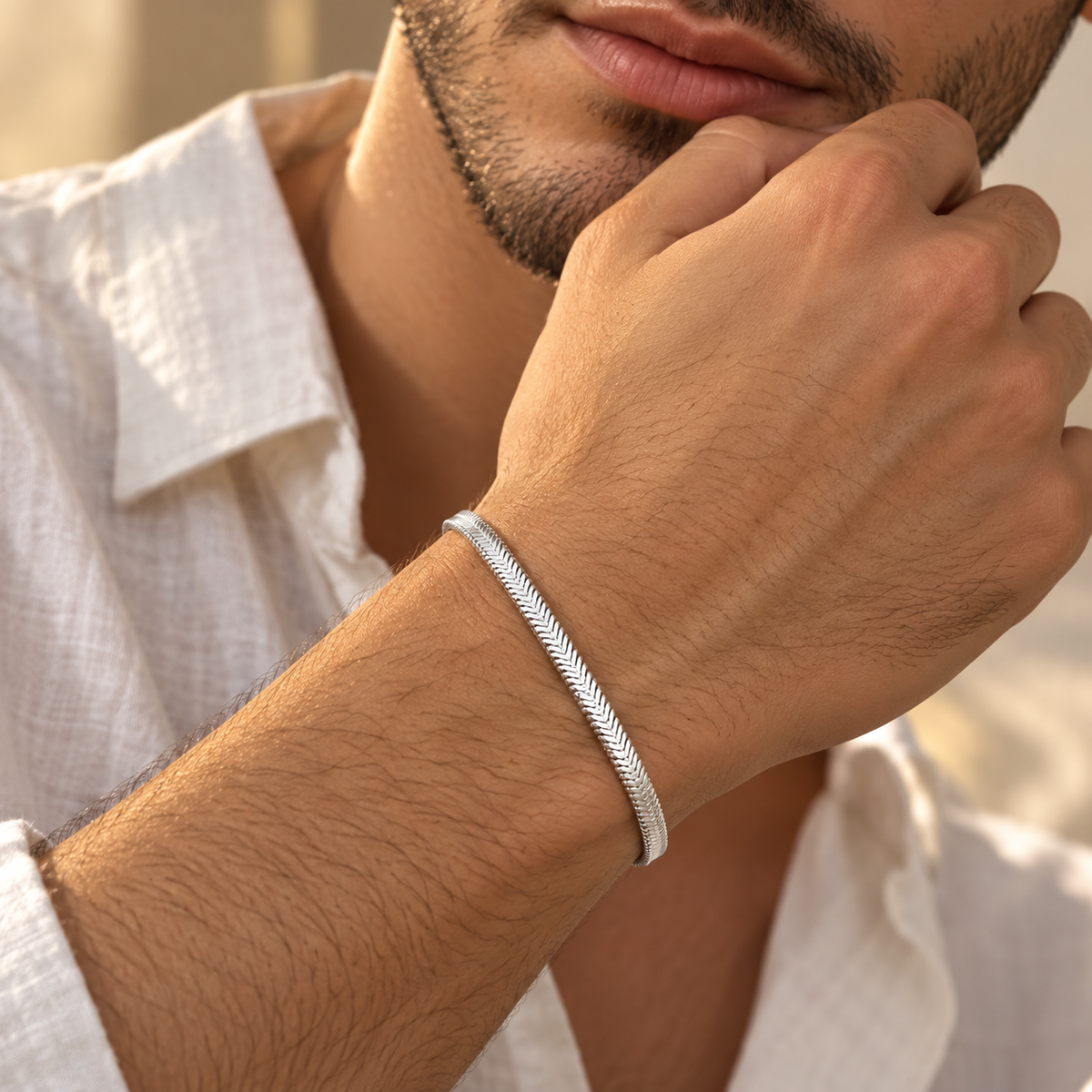 925 Sterling Silver Snake Men Bracelet Taravya