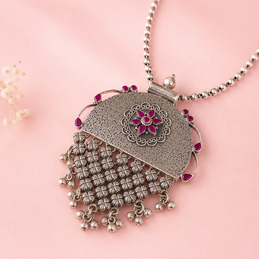 Regal Silver Dome Necklace Set