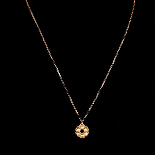 Rose Gold Love Cluster Necklace Pure 925 Silver