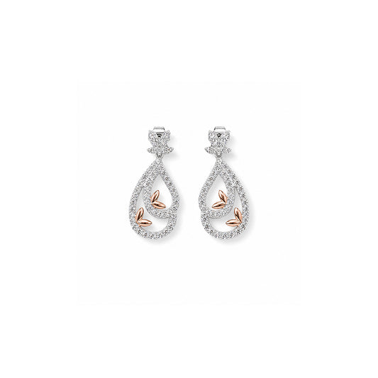 Rose Gold Leaf Paisley Earrings