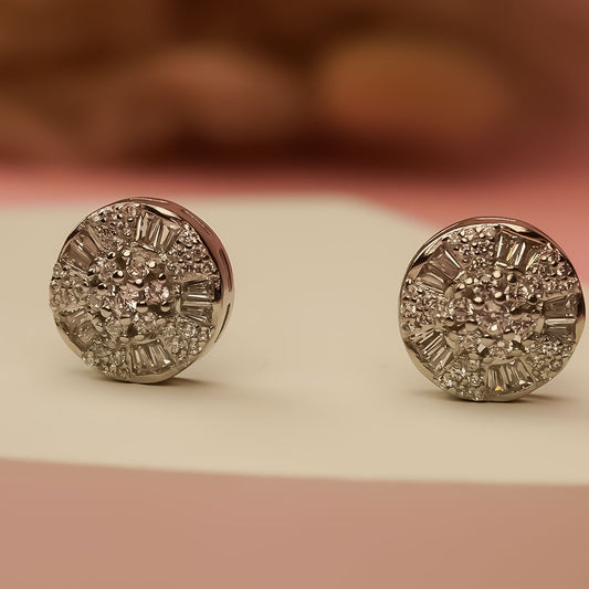 Round Solitaire 925 Silver Stud Earrings