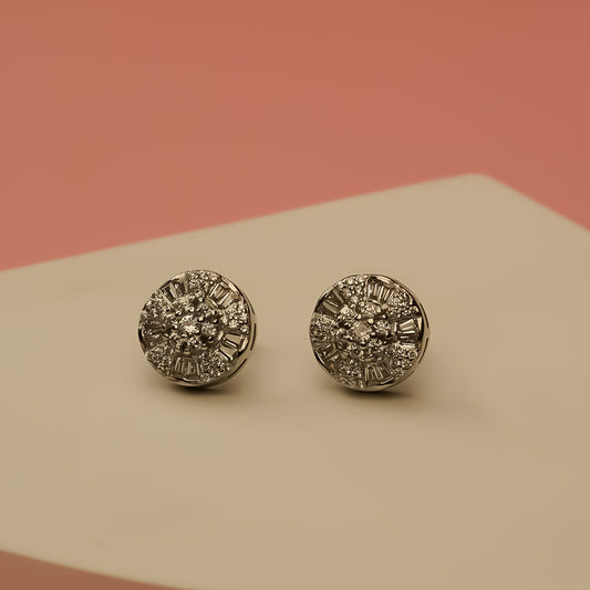 Round Solitaire 925 Silver Stud Earrings