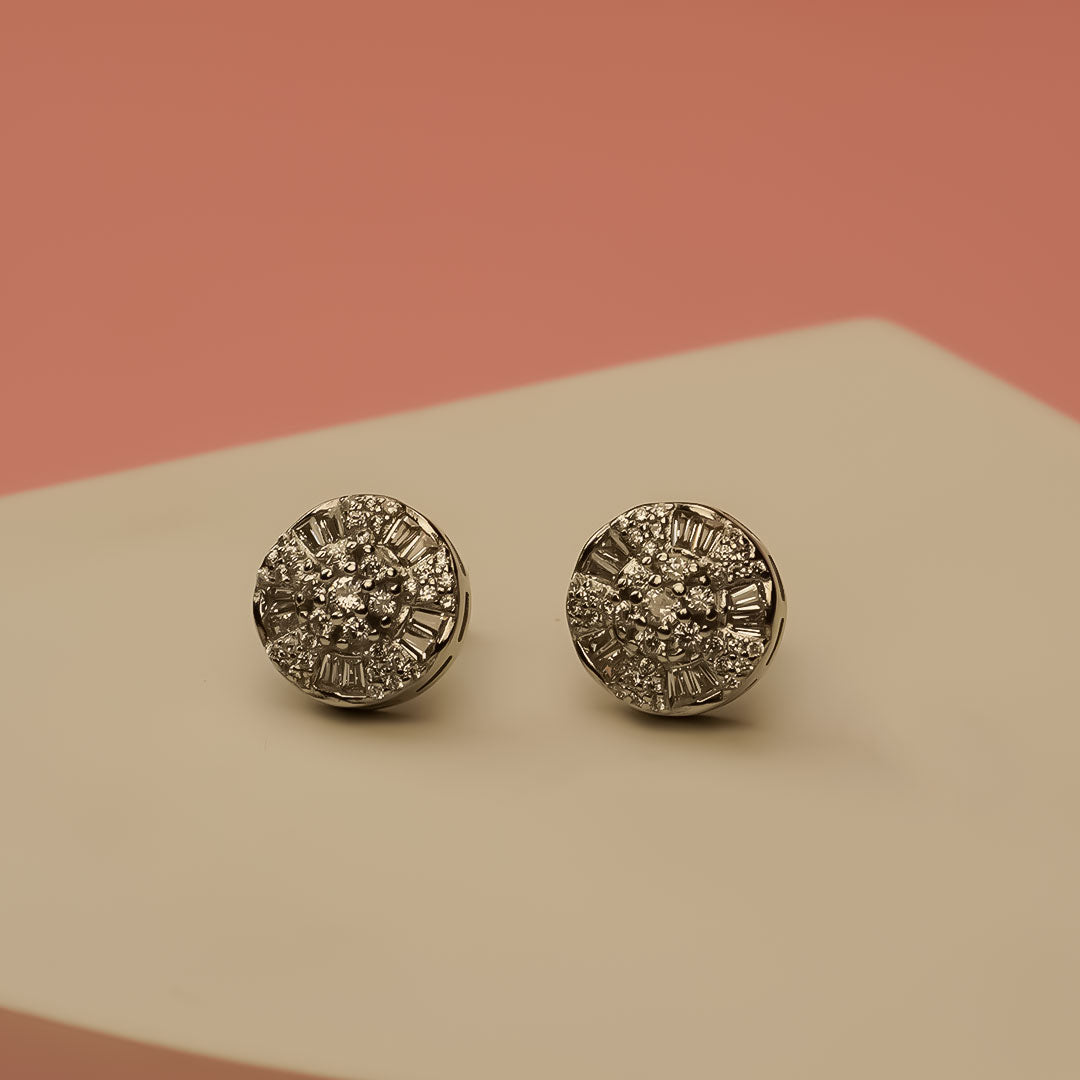 Round Solitaire 925 Silver Stud Earrings