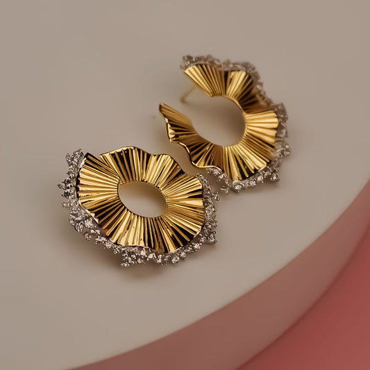 Royal Petals Gold Statement Earrings