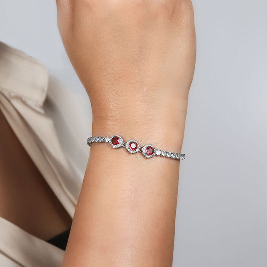 Ruby Glow Premium Zircon Adjustable Bracelet Pure 925 Silver