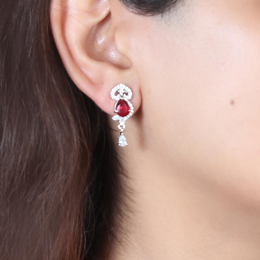 Ruby Pendant Set With Chain Pure 925 Silver