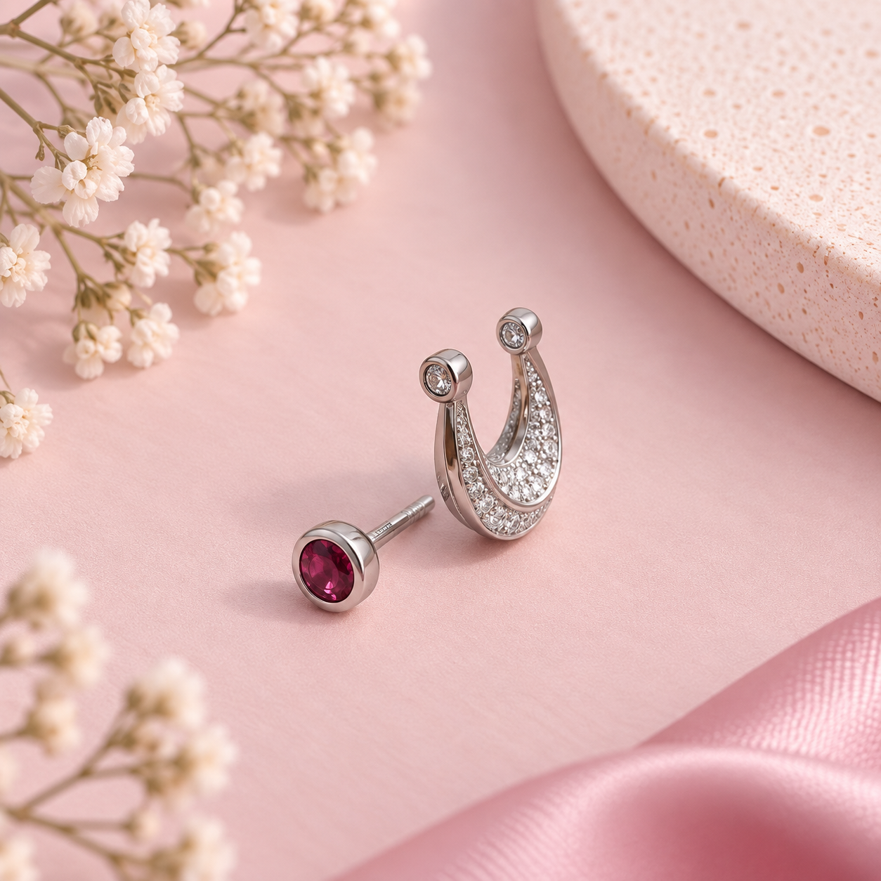 Ruby Glow Huggie Earrings