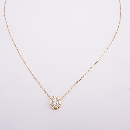 Silver Solitaire Pendant Gold Plated with Link Chain