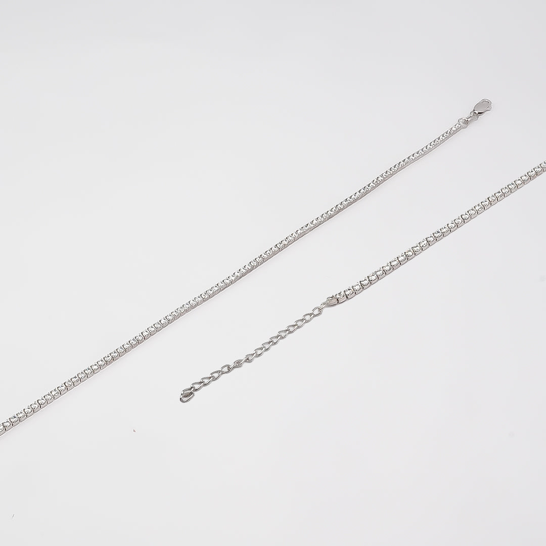 Silver Classic Tennis Anklet