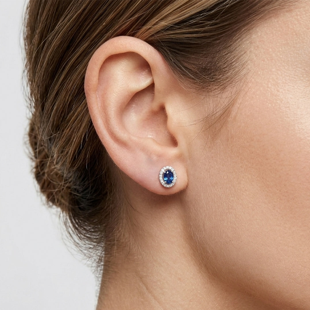 Saphire Oval Studs