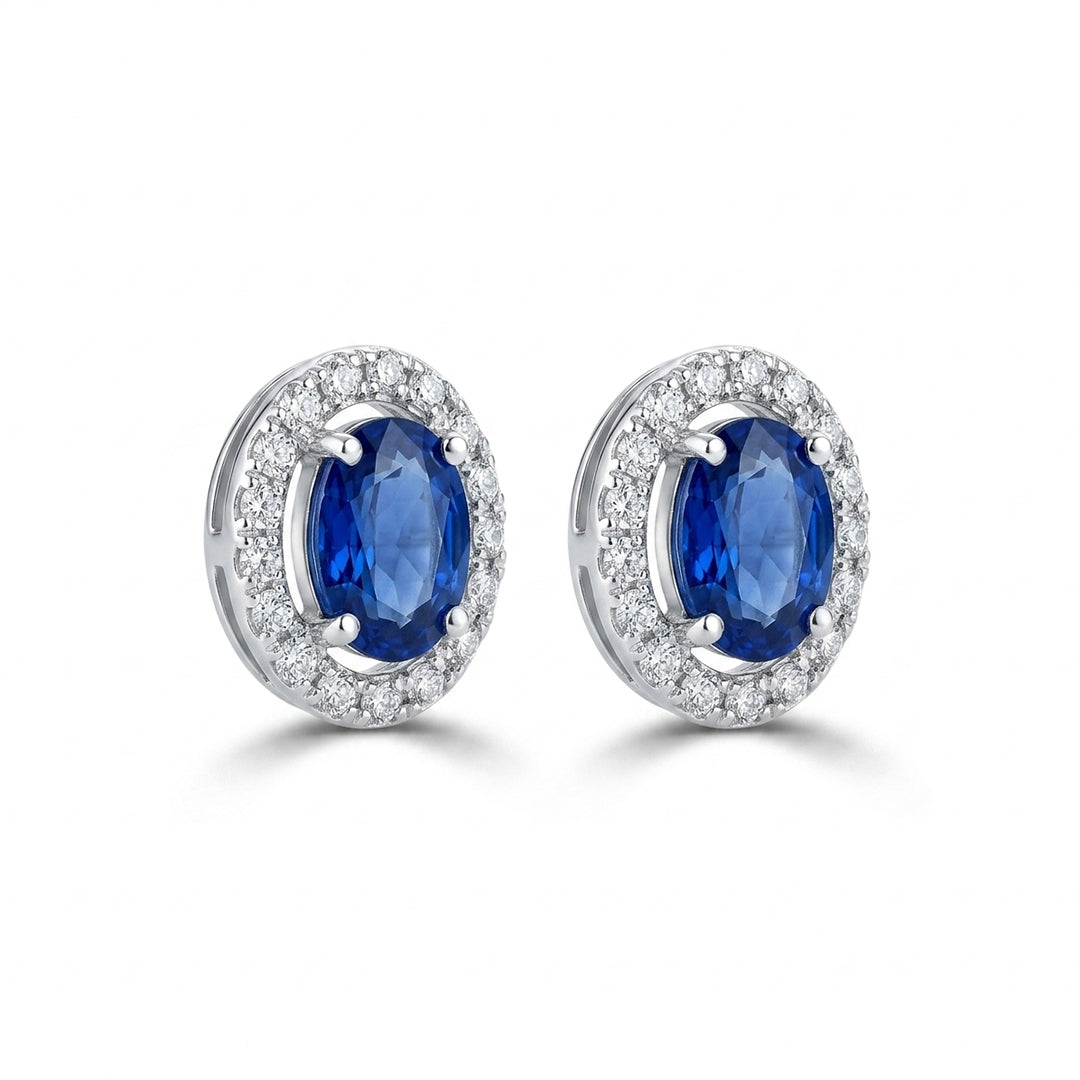Saphire Oval Studs