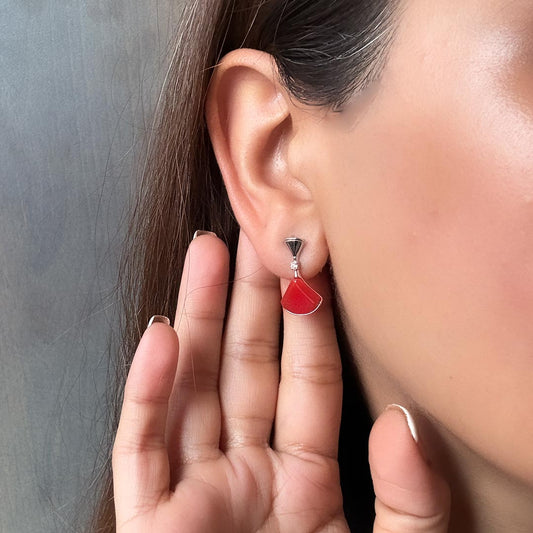 Scarlet Fan 925 Silver Earrings
