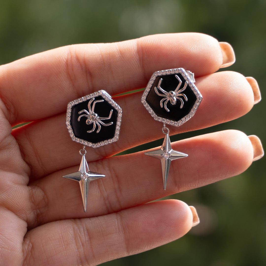 Scorpion Star Pure 925 Silver Earrings
