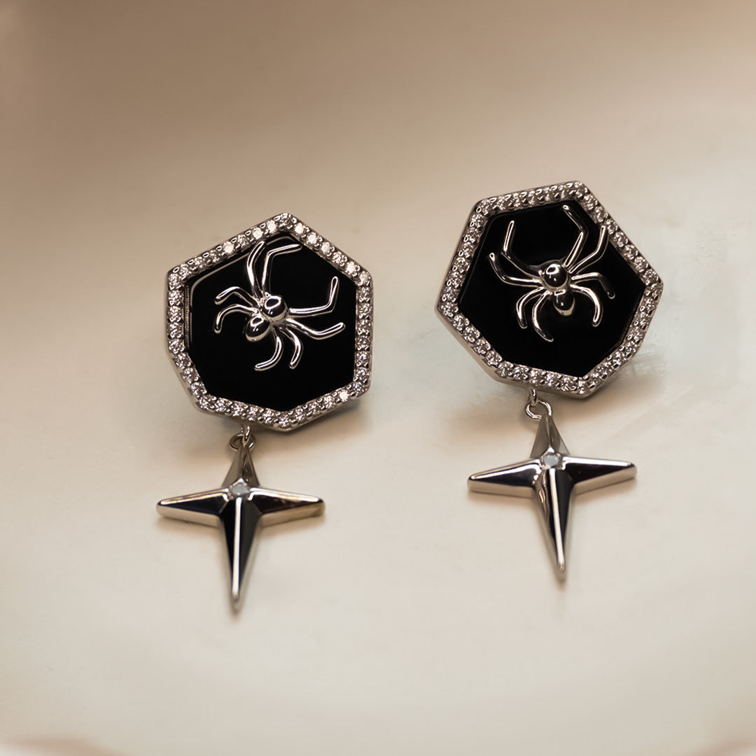 Scorpion Star Pure 925 Silver Earrings
