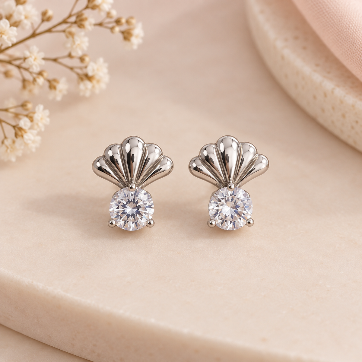 Seashell Radiance Stud Earrings