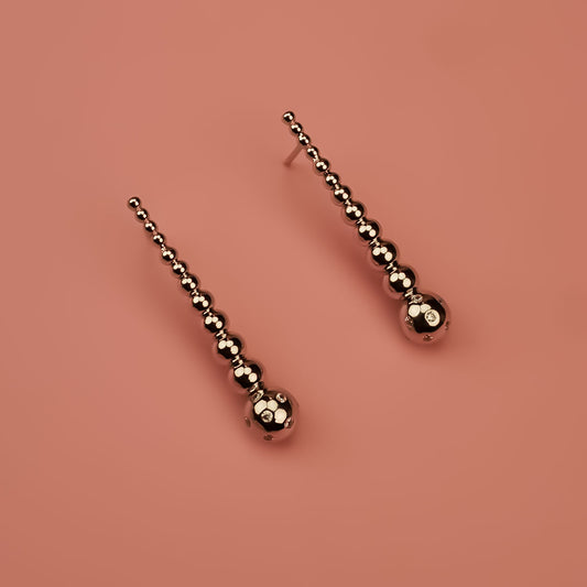 Elegant Silver Bead Drop Earrings